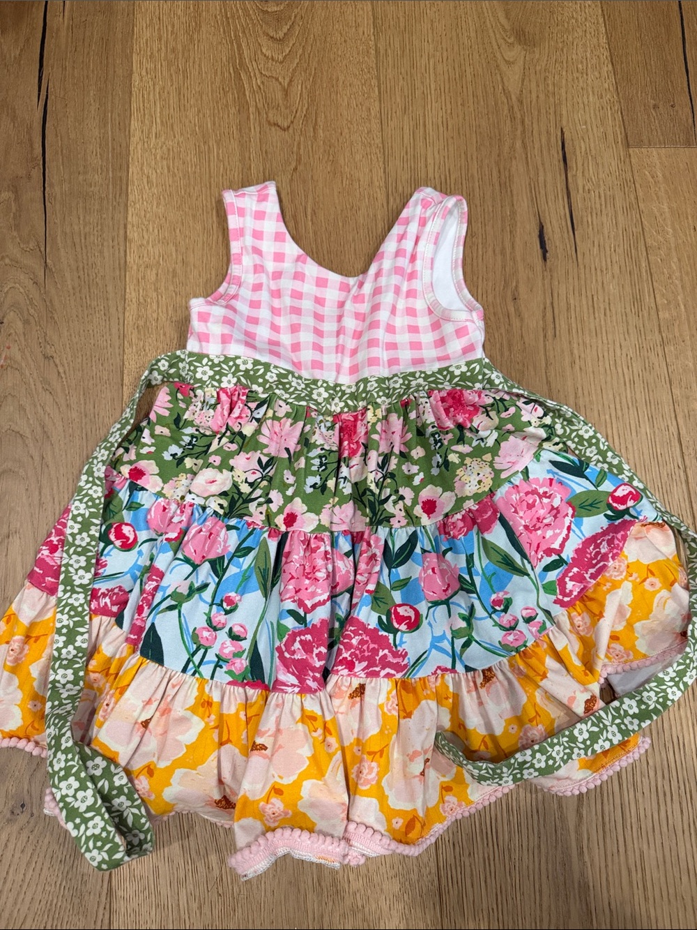 SweetHoney Pink, Green, Blue, Yellow Floral Tiered Dress